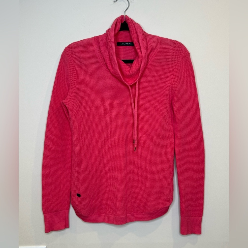 🔥Ralph Lauren Vibrant Women’s Pink Cowl Neck Sweater Sz M EUC🔥